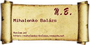 Mihalenko Balázs névjegykártya