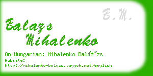 balazs mihalenko business card